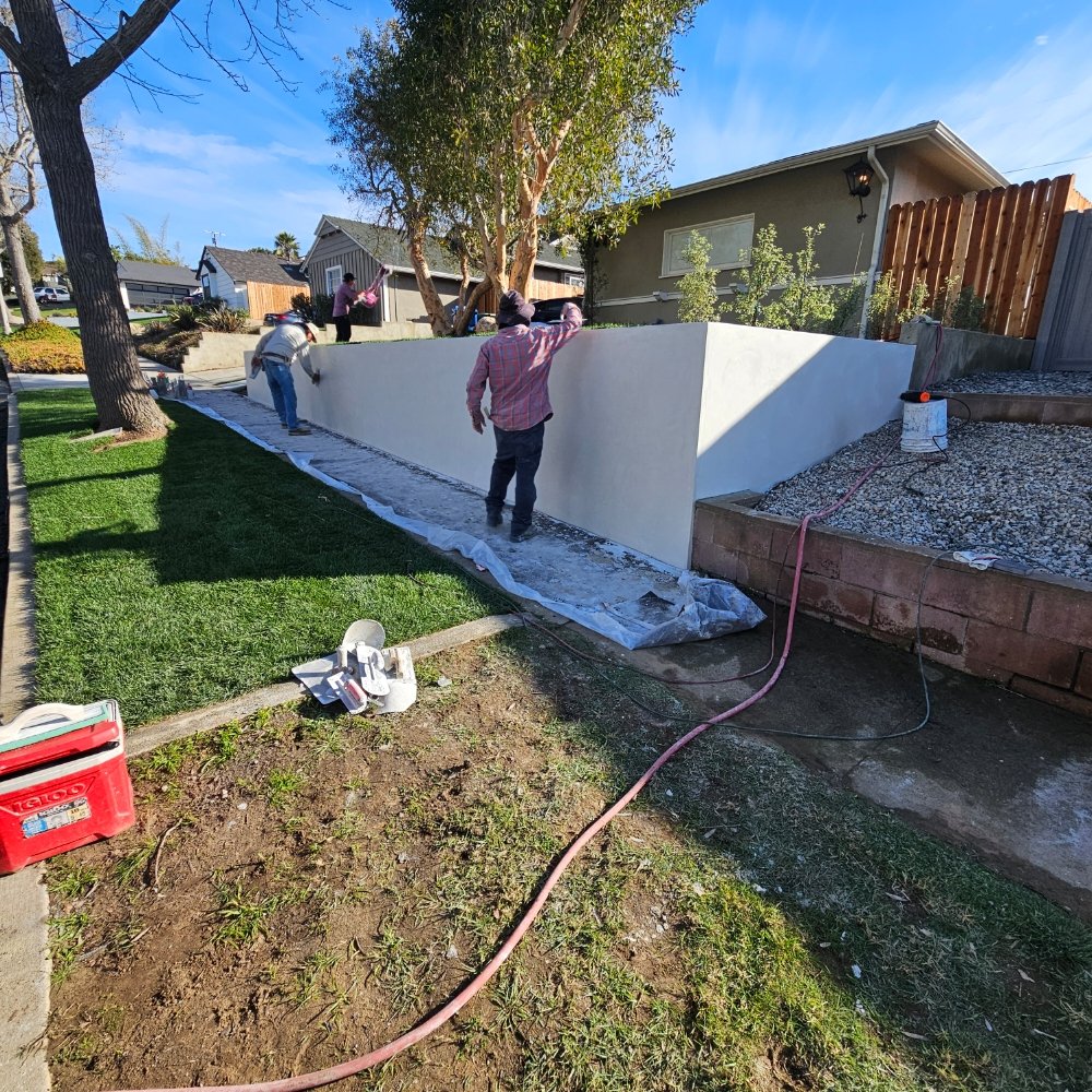 Cinder block wall, smoothed